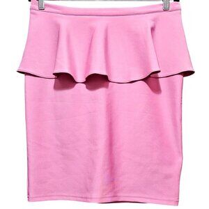 Pink Ruffle Waist Pencil Skirt UK 12 US 8 By Topshop